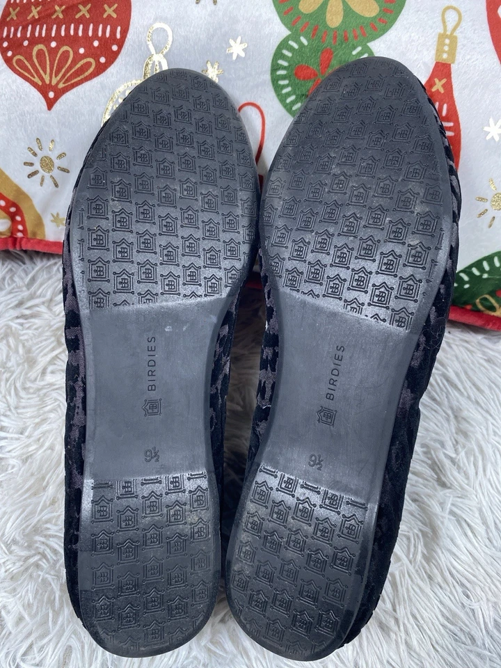Zapatillas mocasines Birdies de terciopelo de leopardo negro forradas de piel sintética 9,5 para mujer Foto 2 de 4