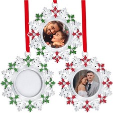 Klikel Christmas Photo Ornament - Silver Snowflake Frame Set of 3 Picture for
