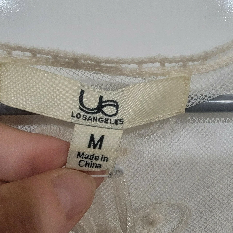 Ya Los Angeles Medium Geometrical Dress Floral Lace Neckline Coquette Romantic - Image 3 of 4