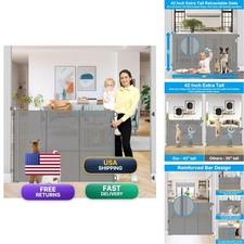 HEELALBABY 42 Inch High Retractable Baby Gates Extra Tall Retractable Pet Gate