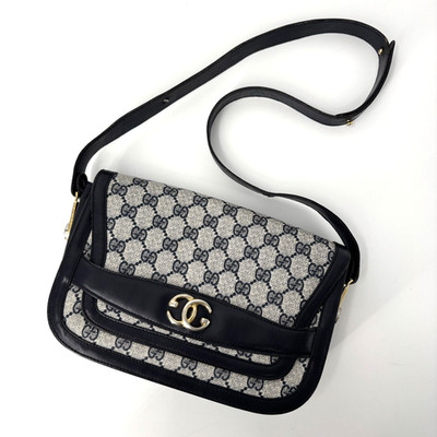 Vintage Gucci Schultertasche Crossbody GG Supreme Marine PVC Leder Authentisc...