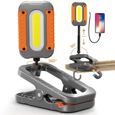 Rechargeable LED Work Light with Clamp, 3000LM Magnetic Clip-on Work Light wi...