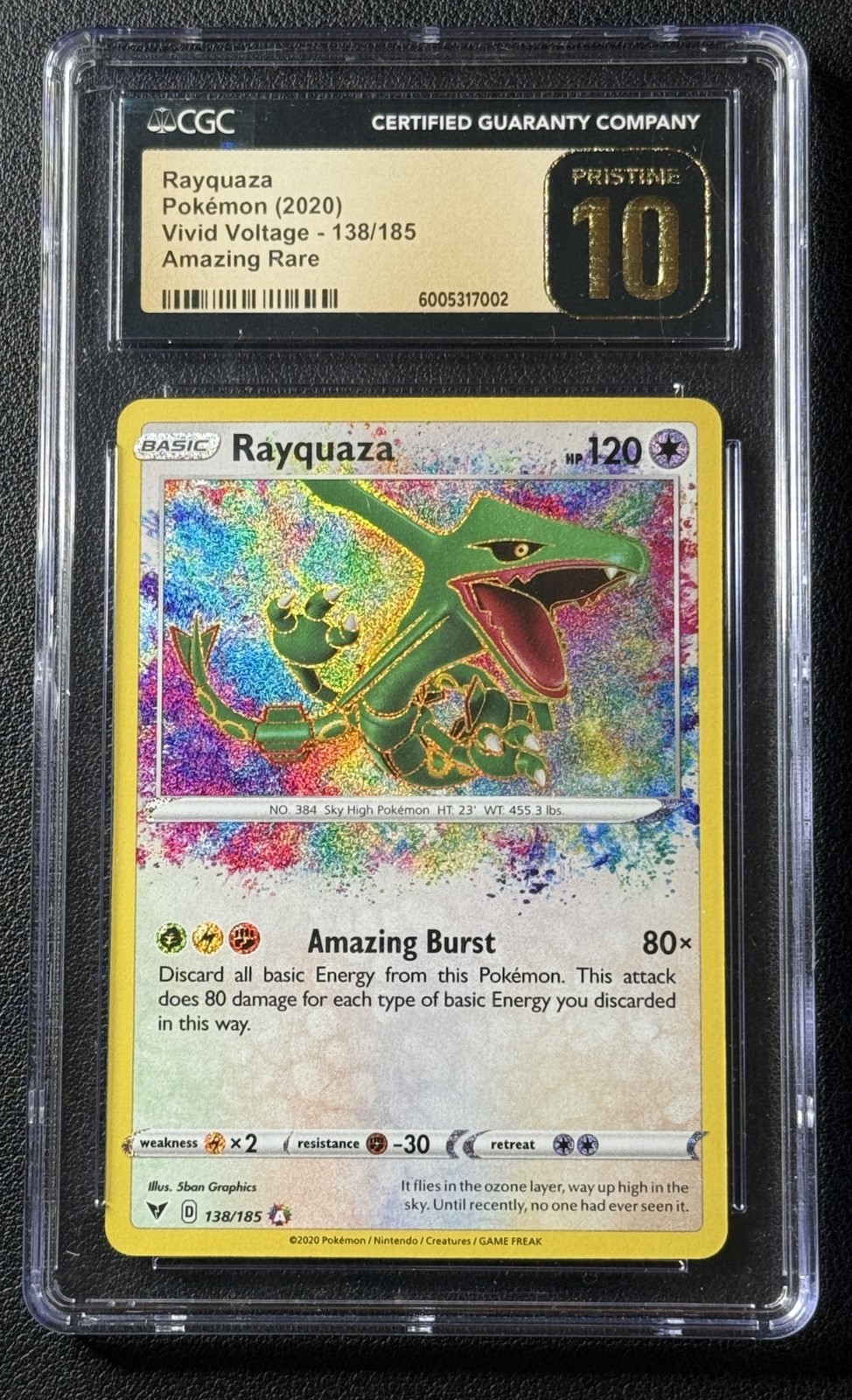 RAYQUAZA CGC 10 PRISTINE 2020 POKEMON VIVID VOLTAGE #138/185 AMAZING RARE 7002