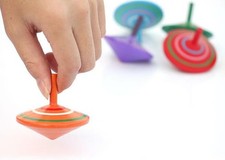 Colorful Wood Spinning Tops Set of 3 - Delightful Educational Toy for Kids