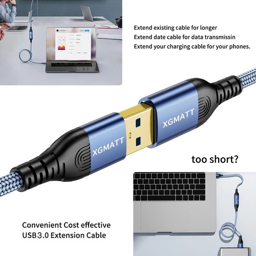 USB Verlängerung Kabel 2 Stück 2M,USB 3.0 Verlängerungskabel A Stecker auf A Buc - Bild 4 von 7