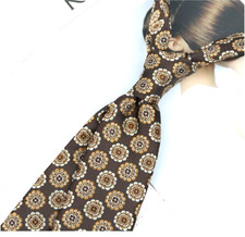 New Classic Polka Dot Brown White JACQUARD WOVEN 100 Silk Men's Necktie Tie