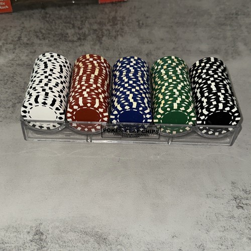 Vtg Akko Clay Composite Poker Chips 5 Suits Design Acrylic Rack 13.5 Gram 2003 - Picture 5 of 12