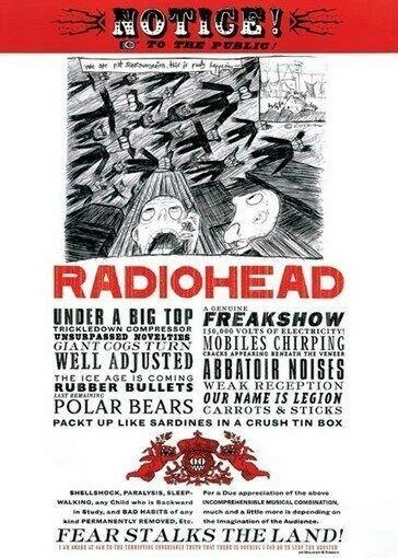 PYRAMID AMERICA Radiohead Poster Large 24"X36" Notice Fear Stalks The Land Rock Music Art - New