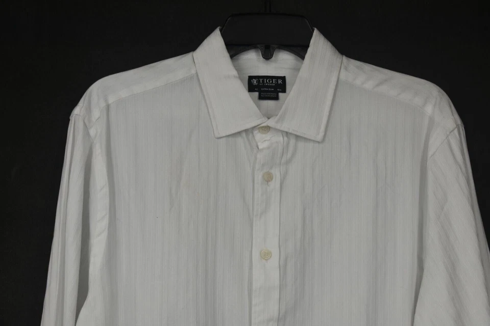 Tiger Of Sweden Mens Fridolf Extra Slim Fit Tonal Stripe Dress Shirt Cotton 16.5 - Image 3 of 4