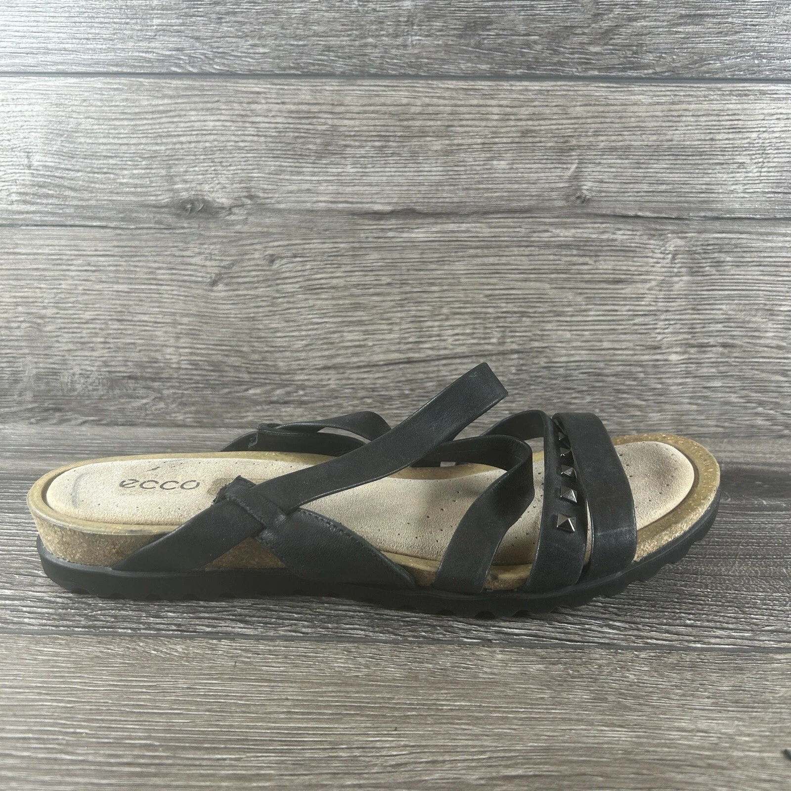 Sandali neri ECCO taglia 39 US 8 8 5 cinturini slip on comodi LEGGERE