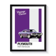 Plymouth Barracuda, American Muscle Cars, Printable Poster, Wall Art For Muscle