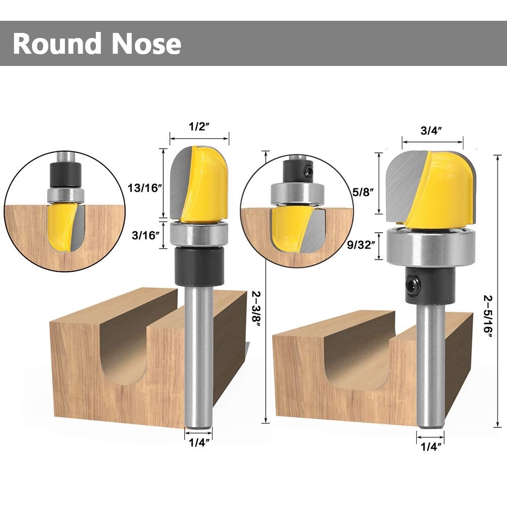 6Pcs Assorted Edge 1/4 Inch Shank Treatment Grooving Router Bit Set ...