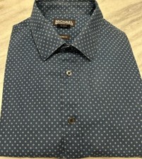 Michael Kors Dress Shirt, Size M, Tailored Fit, Navy Blue Long Sleeve