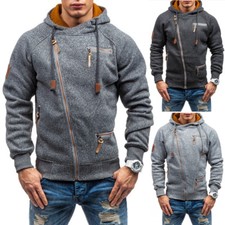 Men Winter Zipper Hooded Sweatshirt Pullover Casual Hoodie Slim Fit Jacket Tops