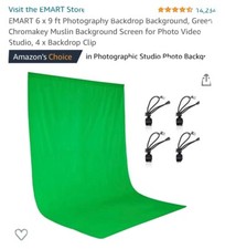 Emart Photography Chromakey Screen 100 Cotton Green 6 x 9 ft.