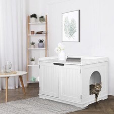 Modern Cat Washroom Litter Storage Bench Pet Crate House Suit for Most Cats