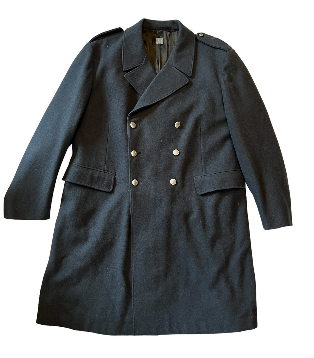 Mens Swedish Army Military Blue Wool Trench Coat Pea Coat Mens Swedish Army Military Blue Wool Trench Coat Pea Coat