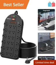 Ultimate 24 Outlet Power Strip with 6 USB Ports  Surge Protection, Wall Mount