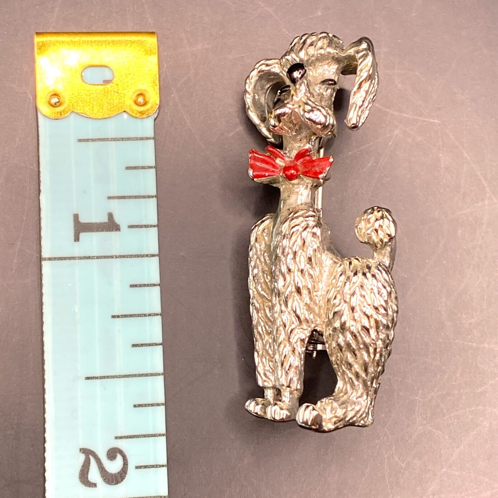 VINTAGE Fancy French Poodle Brooch Dog Pin Silver… - image 5