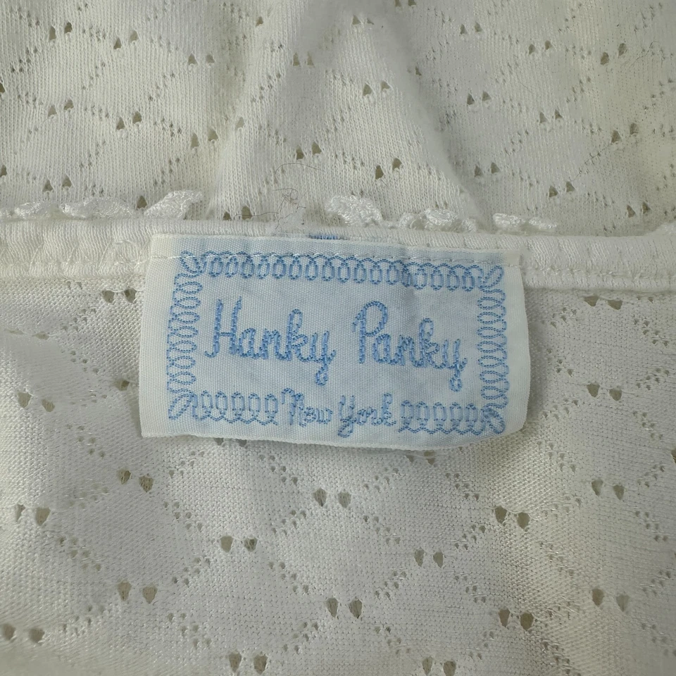 Camisa para dormir Hanky Panky blanca de algodón OS manga corta camisón Cottagecore retro Foto 2 de 4