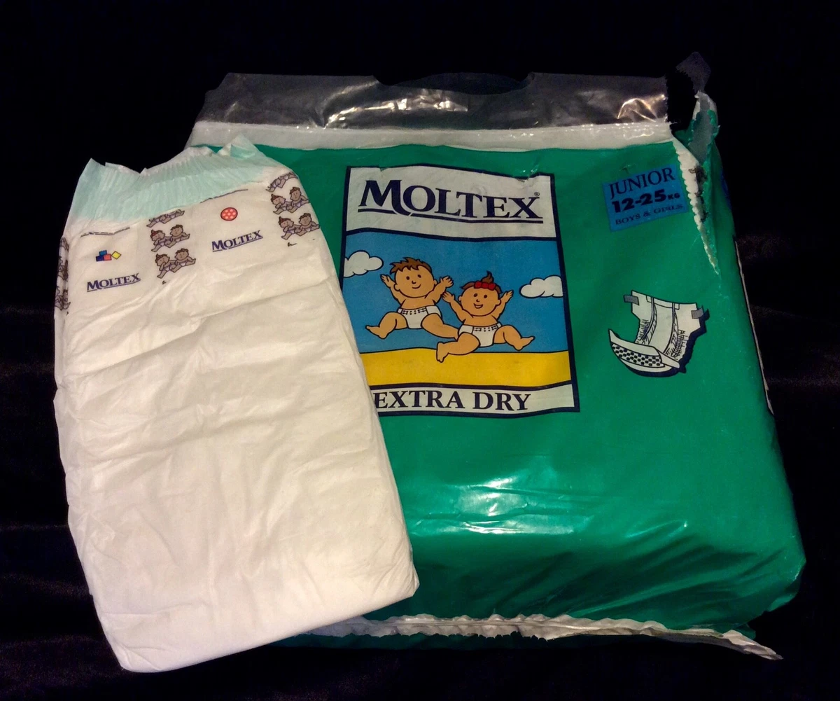 Vintage Moltex Brand Extra Dry Plastic Diaper Sz Junior 12-25 kg