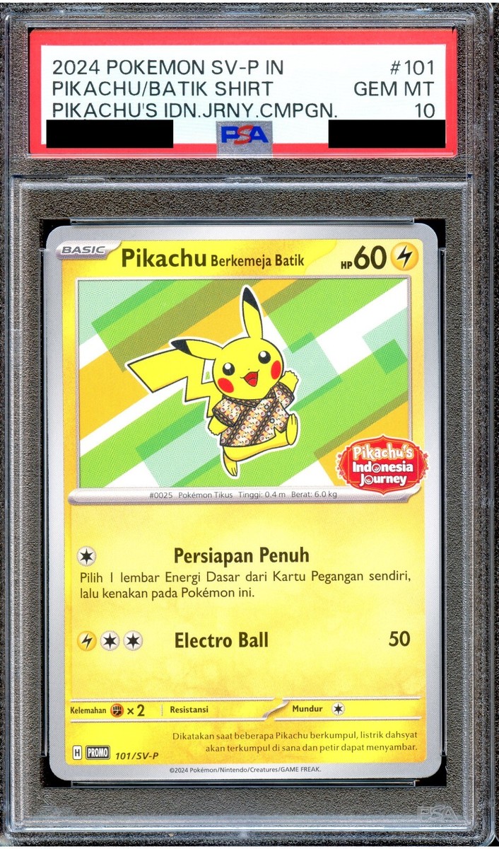 PSA 10 Pikachu Batik 101/SV-P Berkemeja Indonesia Journey Promo