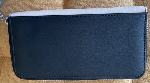 BHS Blue & Black Colour Purse Faux Leather With Pom Pom Zip Card Note Wallet - Picture 7 of 7