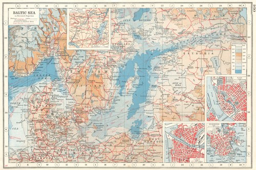BALTIC SEA. inset Kiel Canal; Riga; Libau (Liepaja); Helsinki 1920 old map