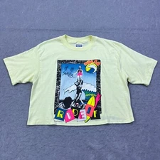 VTG 1989 If It Swells Ride It Shirt Large Crop Neon Surf Offensive Tee USA Made