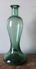 Green Glass Vase Or Decanter with Flared Base 10" Tall Sea Foam Art Glass