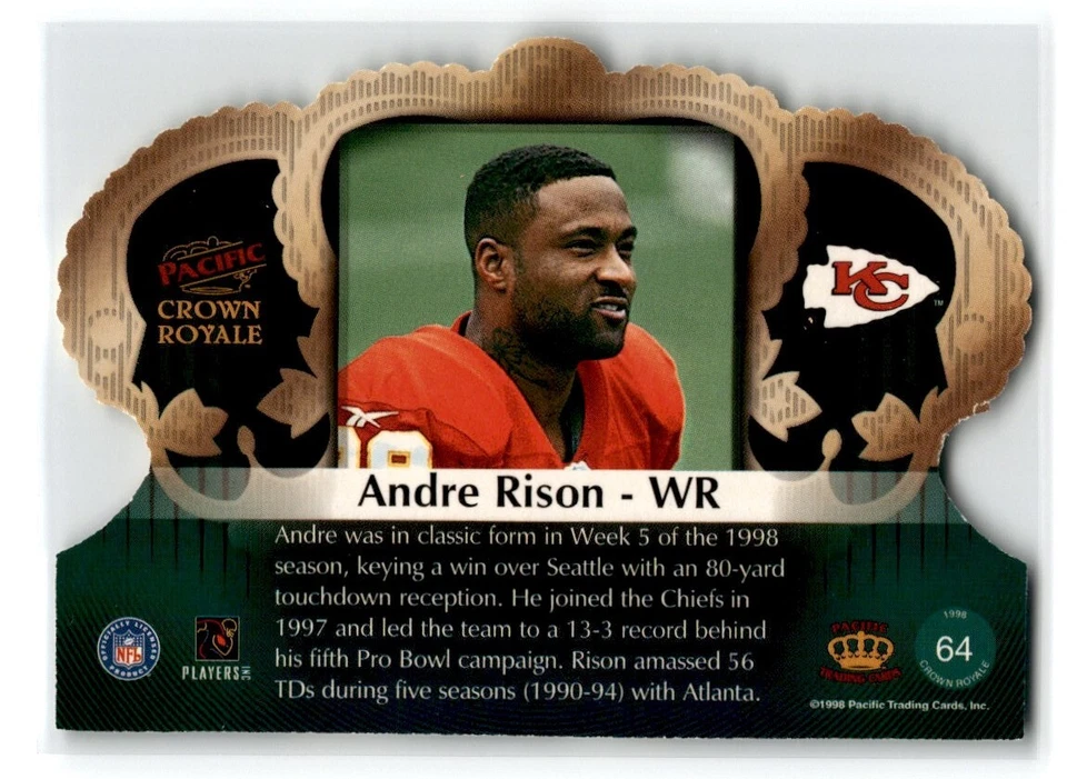 1998 Pacific Crown Royale Andre Rison Kansas City Chiefs #64 - Image 2 of 2