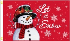 3X5 LET IT SNOW SNOWMAN HAPPY HOLIDAYS CHRISTMAS 5X3 FLAG BANNER 100D GROMMETS