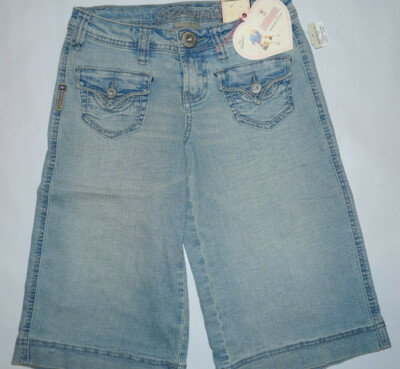 NEW Bubblegum Juniors Jeans 1/2 Capris Cropped Light Wash Denim BS7874JS-565C