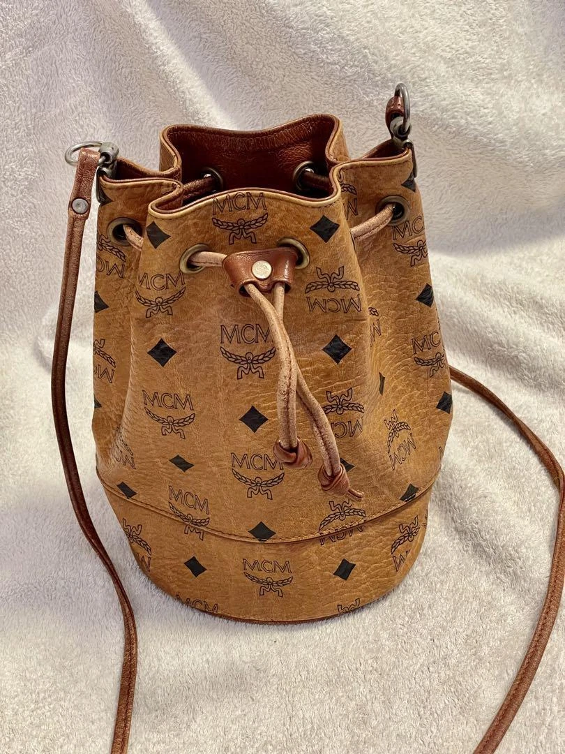 MCM Drawstring Leather Shoulder Bag eBay
