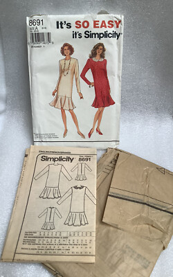 Simplicity Sewing Pattern 8691 Flare Bottom Dress Sz 8-18 Uncut FF | eBay