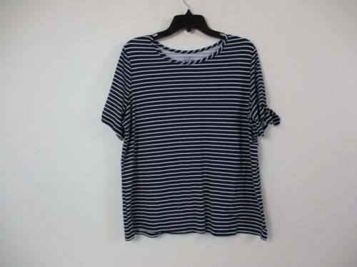 Croft & Barrow Shirt Womens 2XL XXL Blue White Top Casual  Stretch Ladies - Picture 1 of 12