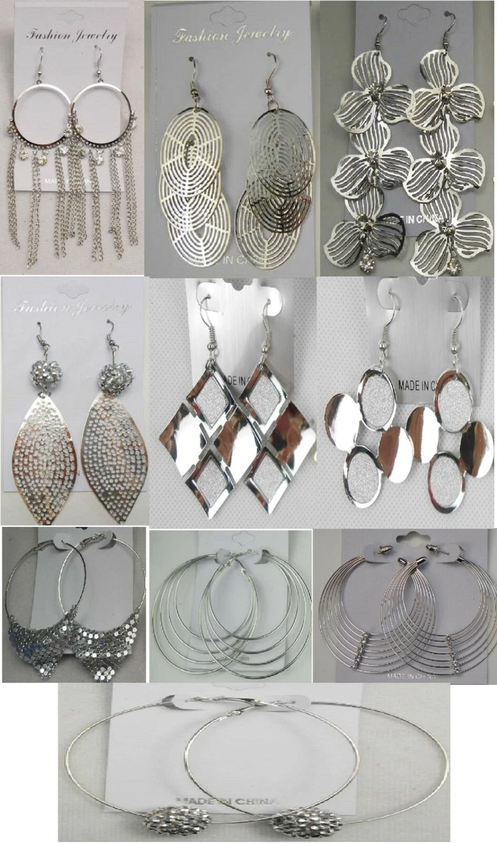 AB Finish Hoop-Earrings With Bead Accents Assorted-Color & Silver-Tone 12  Per Package 12E509C - Wholesale Jewelry & Accessories