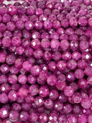AA Genuine Natural Purple Red Ruby Faceted Round Beads 15.5'' Strand 2mm 3mm 4mm