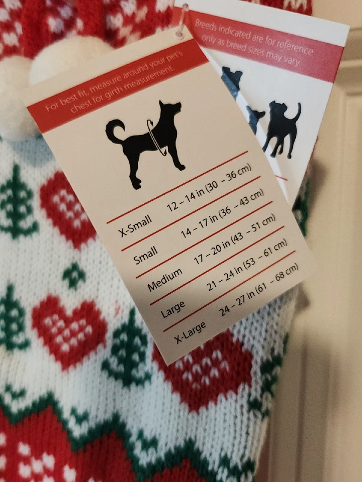 Suéter Simply Dog Rojo Holiday Estampado Corazón Talla XS - Rojo/Blanco/Verde Nuevo con Etiquetas Foto 4 de 4