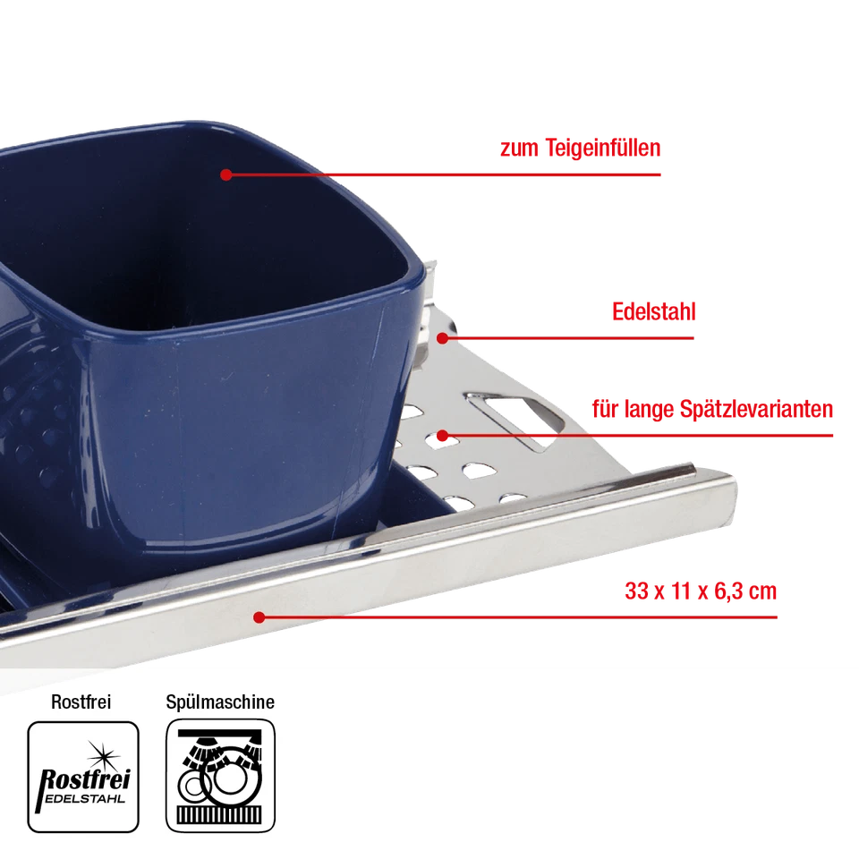 Spätzlehobel Spätzlereibe Edelstahl Eurohome® Spätzlebrett Trichter Hobel - Bild 3 von 4
