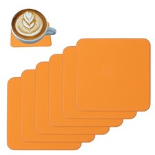 6 Pcs Faux Leather Coasters, Coasters for Drinks Non Slip Cup Mat Orange