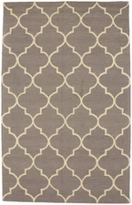 5x8 Hand-Tufted Taupe Trellis Rug Wool Plush Modern Contemporary Carpet