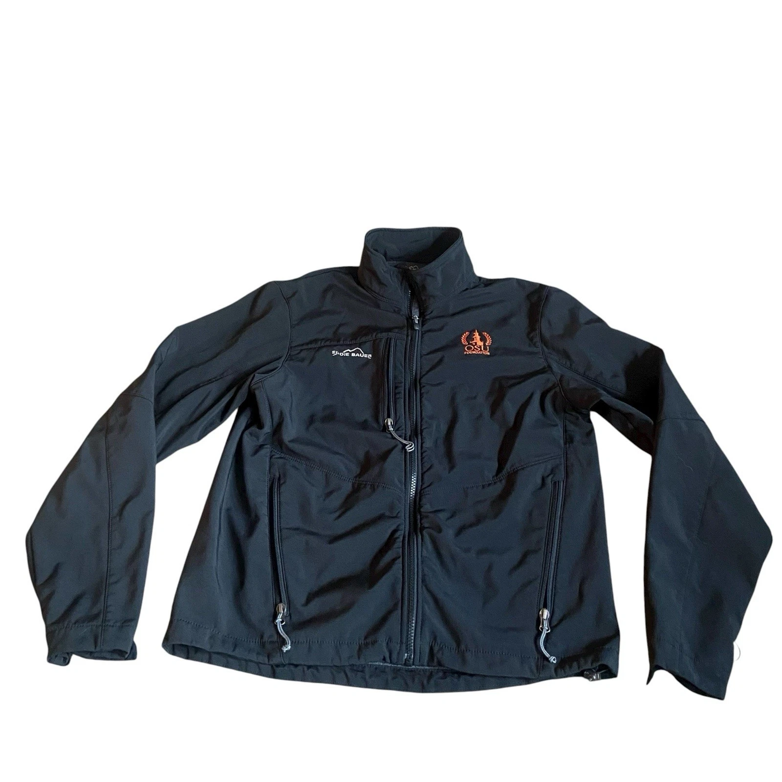 Eddie Bauer Men's Medium Soft Shell Windfoil Jacket Full Zip Windbreaker OSU Fdn