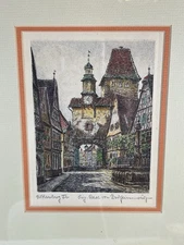 VTG Ernst Geissendorfer Original Rothenburg Tauber Colored Etching Hand Signed