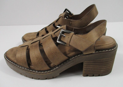 -NEW B-52 By Bullboxer Allison Heel Chunky Heavy Duty Tan Women's Shoes Sz 8