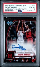 2024 BOWMAN CHROME UNIVERSITY AUTO-BLACK WAVE #22 DYLAN HARPER PSA 10