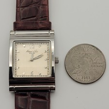 Kenneth Cole New York Ladies' Champagne Brown Leather Tank Watch 25mm