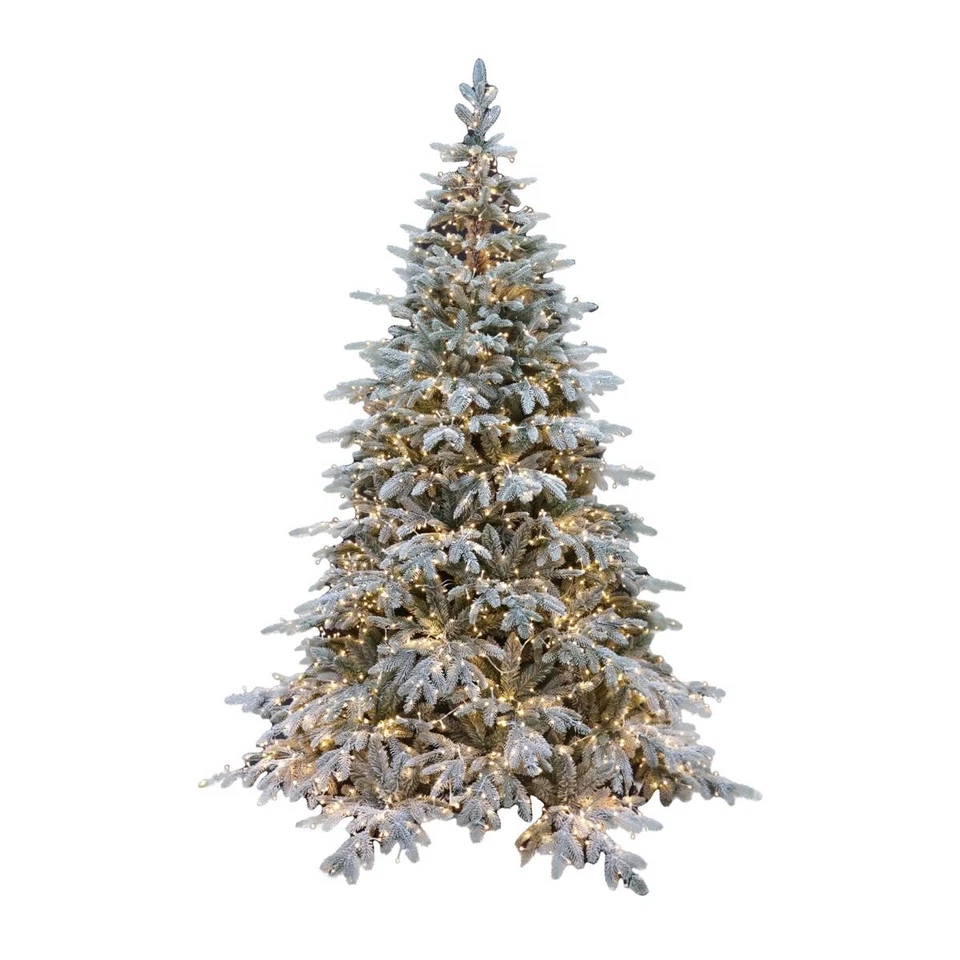 Albero Di Natale Innevato 210Cm 2500 Luci Led 2354 Tips e Base Croce in Ferro