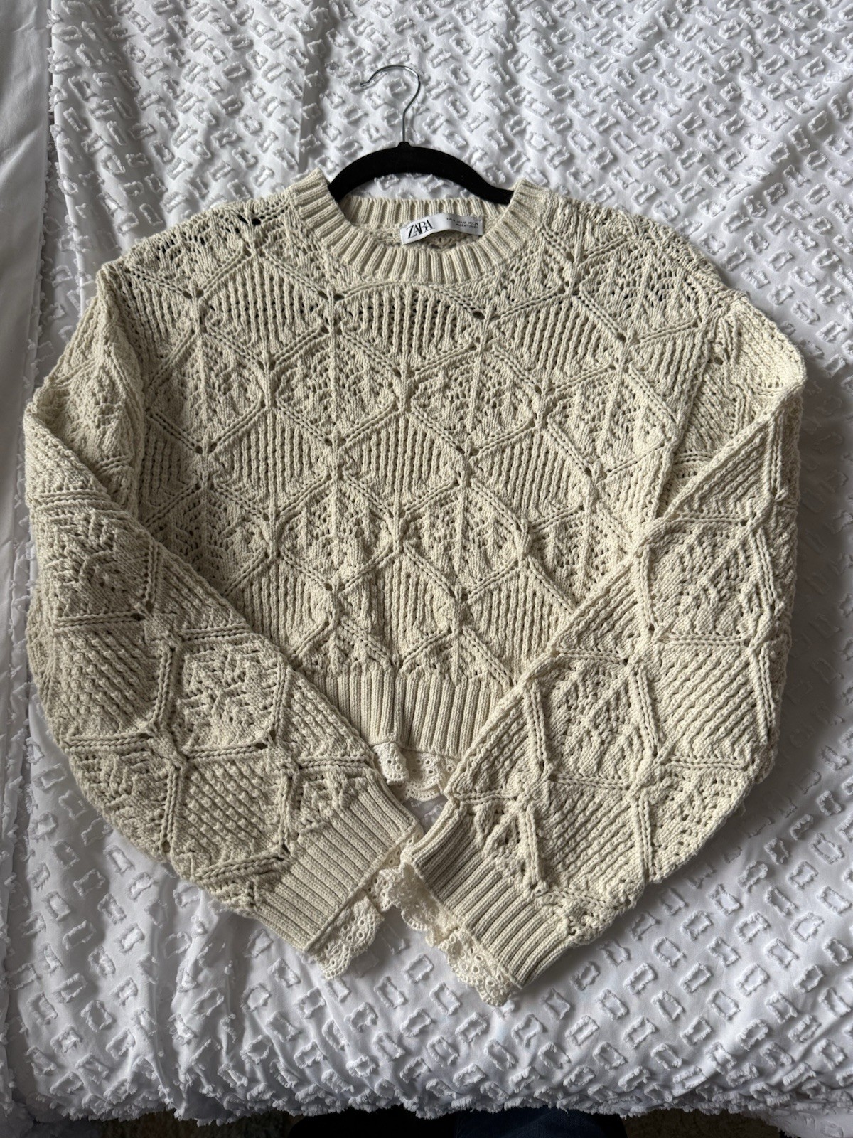 Zara Women’s Cropped Crochet Lightweight Sweater … - image 1