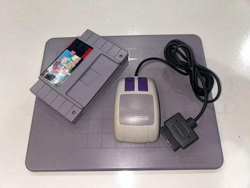 Nintendo (SNES) Mouse Pad + Mouse + Mario Paint Game Super Nintendo Tested Clean